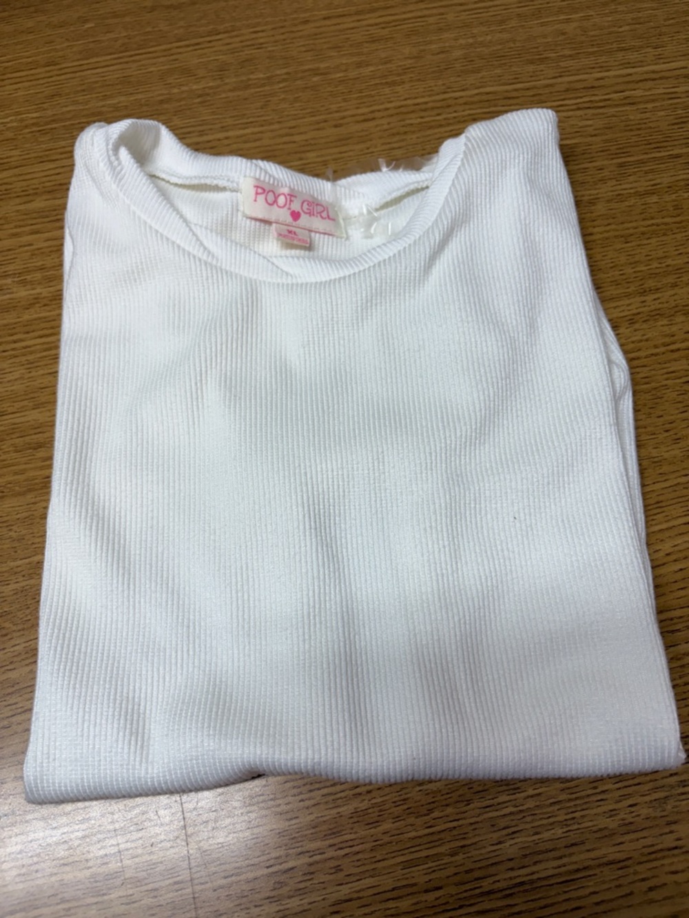 Poof Girl White Ribbed Top